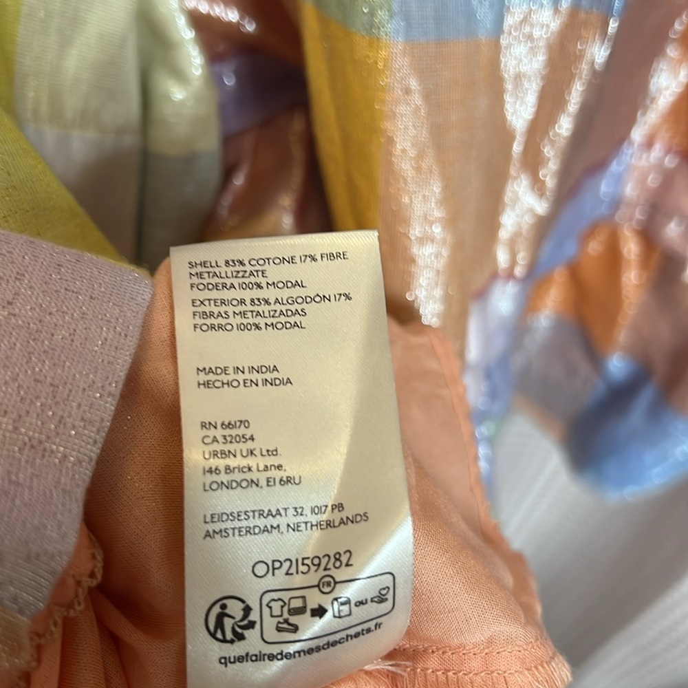 Anthropologie Pastel Stripe Mini Dress in Peach, Yellow & Blue - Picture 13 of 13